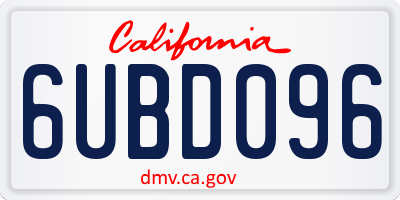 CA license plate 6UBD096