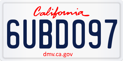 CA license plate 6UBD097