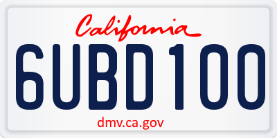 CA license plate 6UBD100