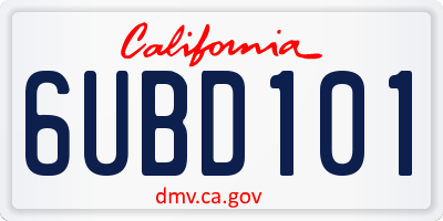 CA license plate 6UBD101