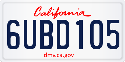 CA license plate 6UBD105
