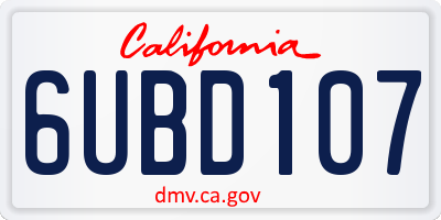 CA license plate 6UBD107