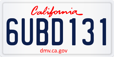 CA license plate 6UBD131