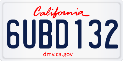 CA license plate 6UBD132