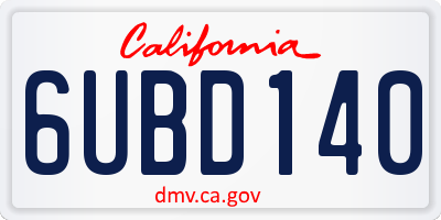 CA license plate 6UBD140