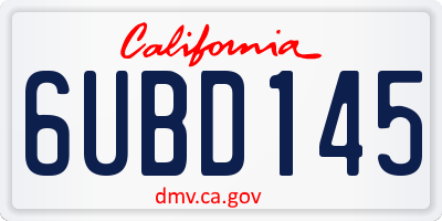 CA license plate 6UBD145
