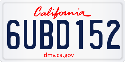 CA license plate 6UBD152