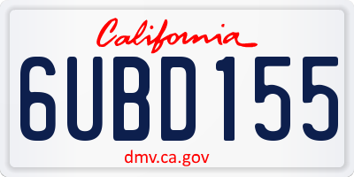 CA license plate 6UBD155