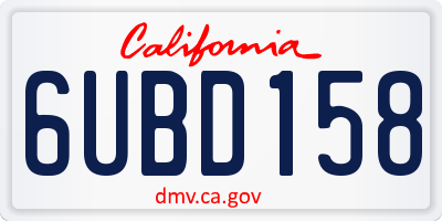 CA license plate 6UBD158
