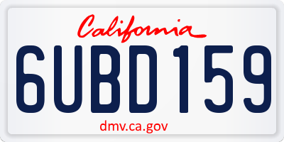 CA license plate 6UBD159