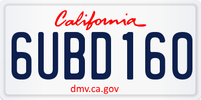 CA license plate 6UBD160