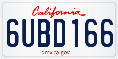 CA license plate 6UBD166