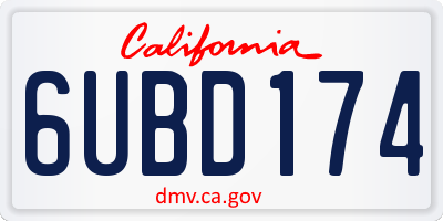 CA license plate 6UBD174