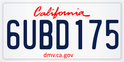 CA license plate 6UBD175