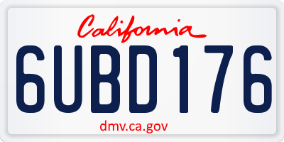 CA license plate 6UBD176