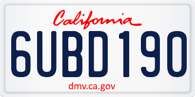 CA license plate 6UBD190