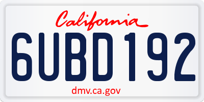 CA license plate 6UBD192
