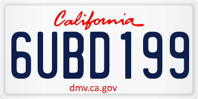 CA license plate 6UBD199