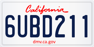 CA license plate 6UBD211