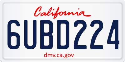 CA license plate 6UBD224