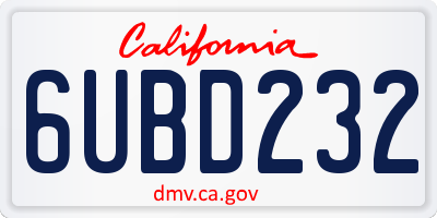 CA license plate 6UBD232