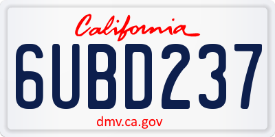 CA license plate 6UBD237