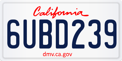 CA license plate 6UBD239