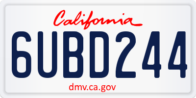 CA license plate 6UBD244