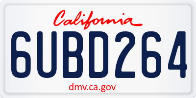 CA license plate 6UBD264