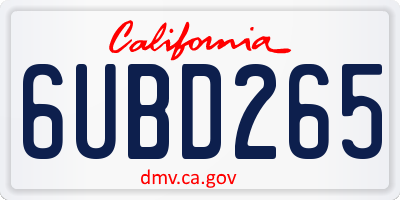 CA license plate 6UBD265
