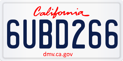 CA license plate 6UBD266