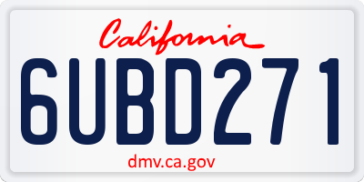 CA license plate 6UBD271