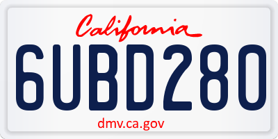 CA license plate 6UBD280