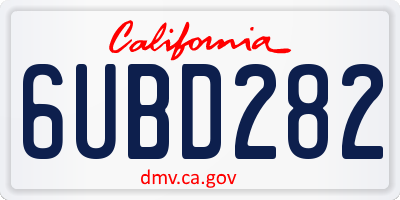 CA license plate 6UBD282