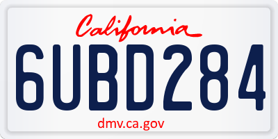 CA license plate 6UBD284