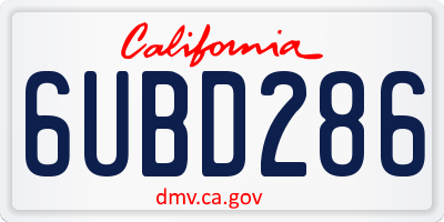 CA license plate 6UBD286