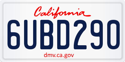 CA license plate 6UBD290