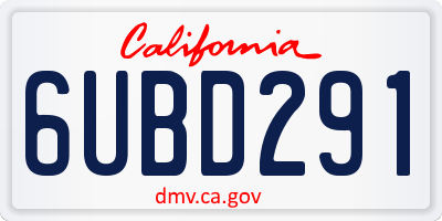 CA license plate 6UBD291