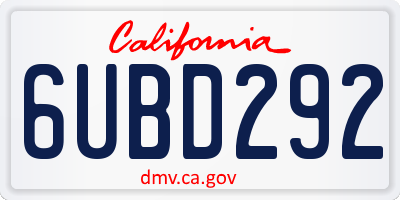 CA license plate 6UBD292