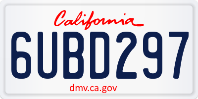 CA license plate 6UBD297