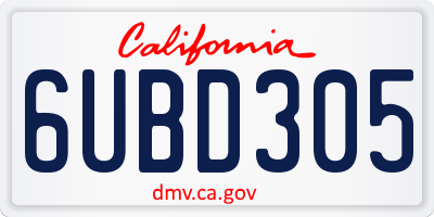 CA license plate 6UBD305