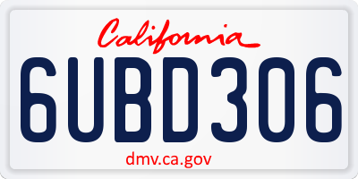 CA license plate 6UBD306