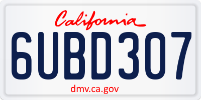 CA license plate 6UBD307