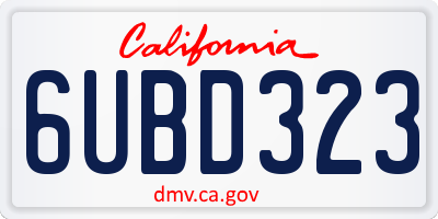 CA license plate 6UBD323