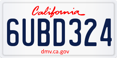 CA license plate 6UBD324