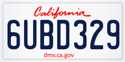 CA license plate 6UBD329