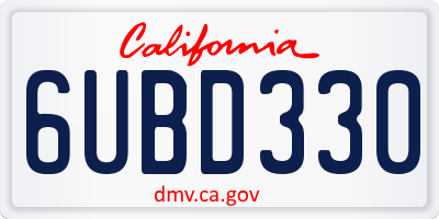 CA license plate 6UBD330