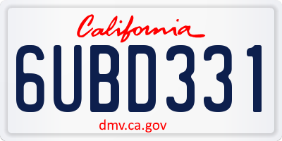 CA license plate 6UBD331