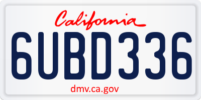 CA license plate 6UBD336