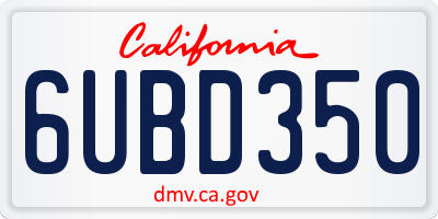 CA license plate 6UBD350